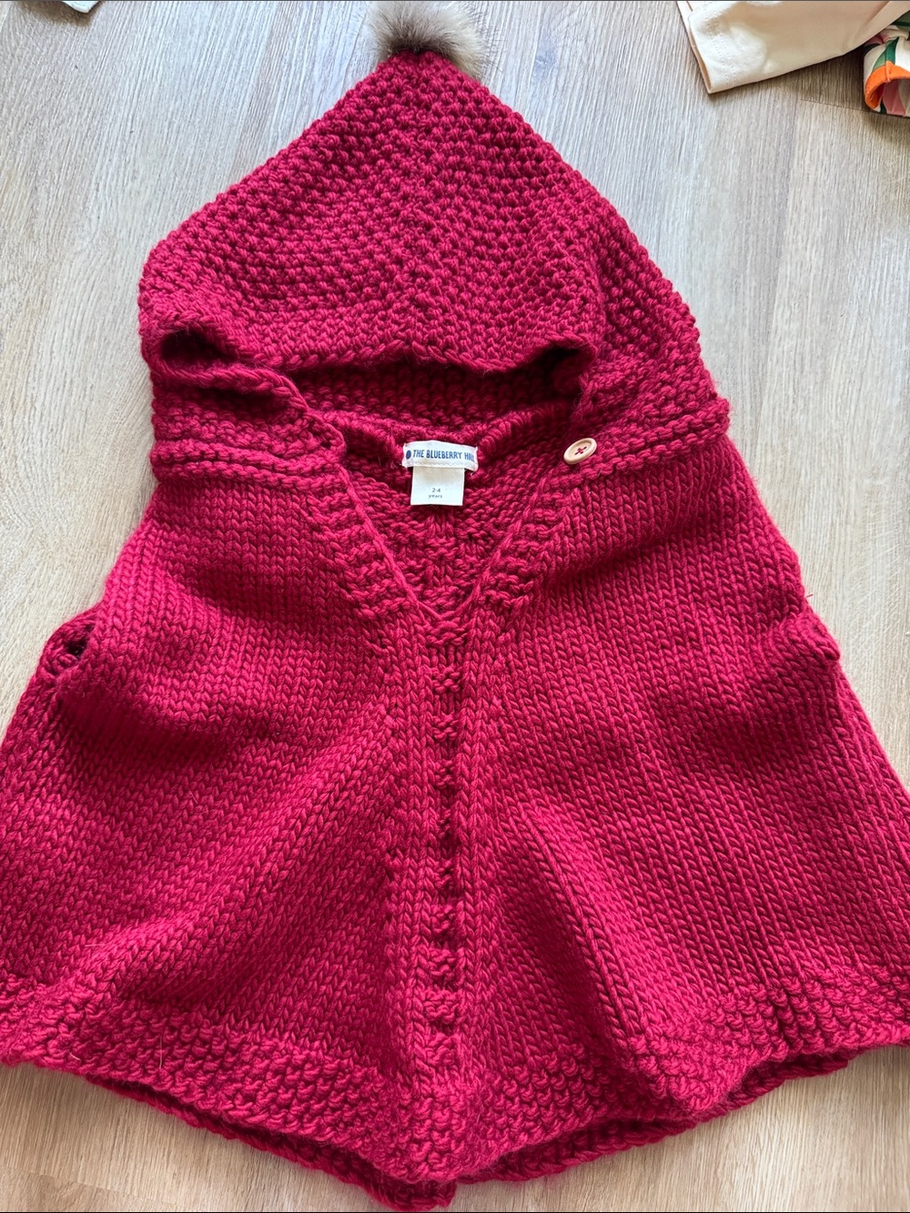 Hooded Knit Poncho Shrug in Berry by The Blueberry Hill